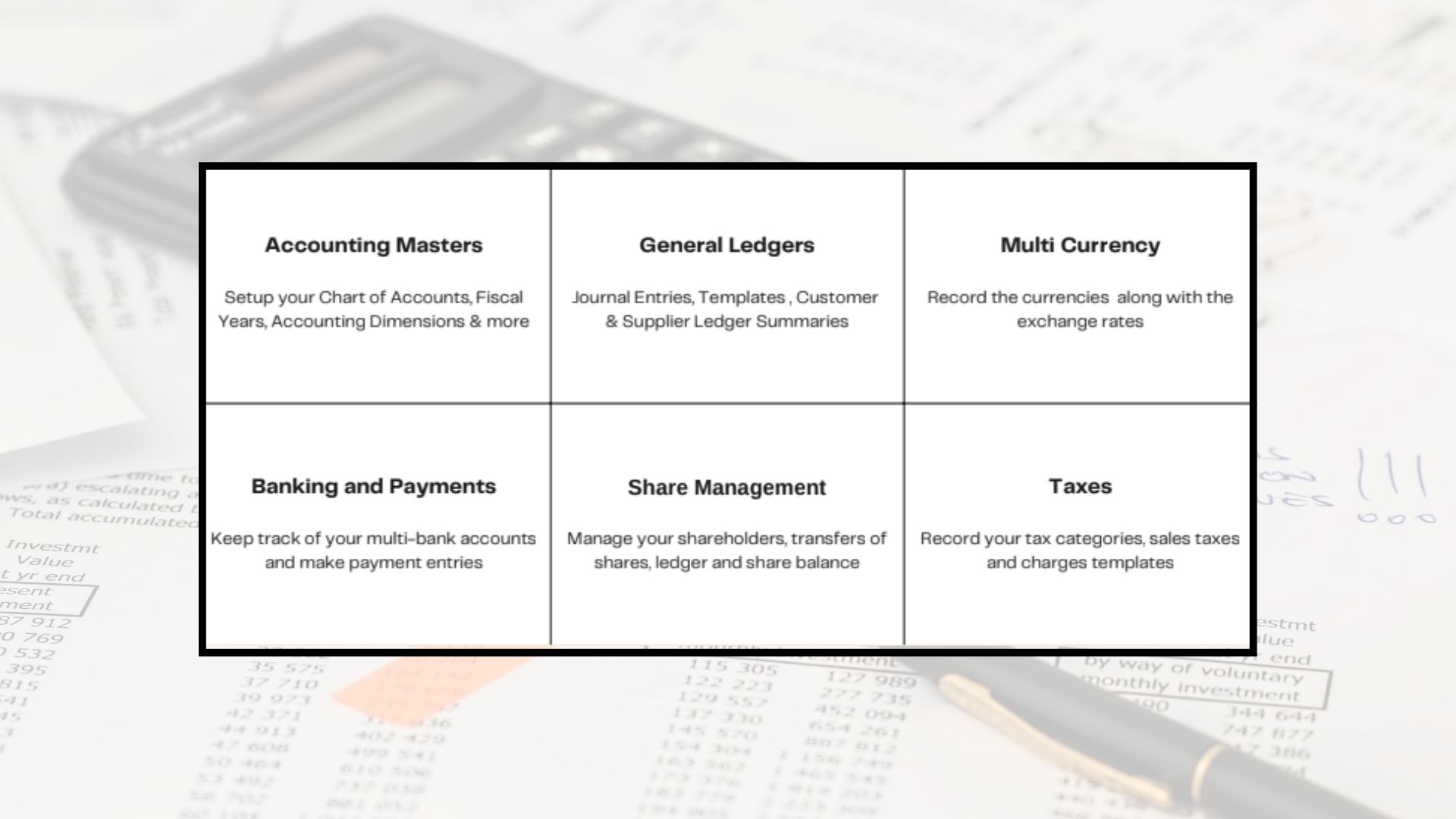 Features of Accouting Modules